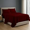 NON Sticky cotton 4 Piece Egyptian Cotton Fitted Premium Sheet Set Twin XXL, 12 Inch Deep Pocket of Cotton Sheets, Burgundy Solid