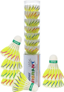 nongi 2 color designer feather shuttlecock for recreational indoor outdoor play feather shuttle  - multicolor yellow