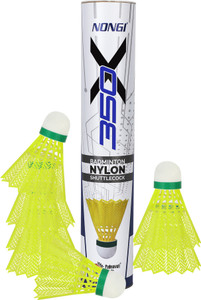 nongi 350 x badminton shuttlecork for outdoor indoor badminton sports nylon shuttle  - yellow medium 77 pack of 10