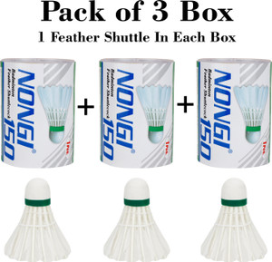 nongi badminton feather shuttlecock 3 box for indoor and outdoor sports feather shuttle  - white