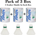 Nongi Badminton Feather Shuttlecock 3 BOX for indoor and outdoor sports Feather Shuttle  - White