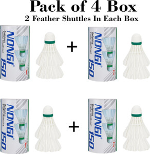 nongi badminton feather shuttlecock 4 box for indoor and outdoor sports feather shuttle  - white medium 77 pack of 8