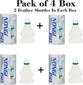 Nongi Badminton Feather Shuttlecock 4 BOX for indoor and outdoor sports Feather Shuttle  - White (Medium, 77, Pack of 8)
