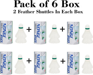 nongi badminton feather shuttlecock 6 box for indoor and outdoor sports feather shuttle  - white