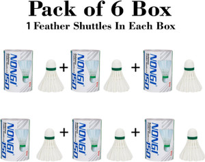 nongi badminton feather shuttlecock 6 box for indoor and outdoor sports feather shuttle  - white medium 77 pack of 6