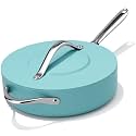CookinCraze 4.5 QT Ceramic Sauté Pan with Lid, Nonstick Deep Frying Pan