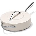 CookinCraze 4.5 QT Ceramic Sauté Pan with Lid, Nonstick Deep Frying Pan