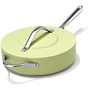 CookinCraze 4.5 QT Ceramic Sauté Pan with Lid, Nonstick Deep Frying Pan