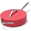 CookinCraze 4.5 QT Ceramic Sauté Pan with Lid, Nonstick Deep Frying Pan