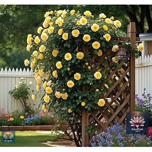 nooelec seeds india climbing rose flower seeds 60 seeds pack - hybrid year-round blooms minimal care yellow
