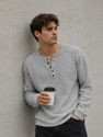 NOOK Self Design Men Henley Neck Grey