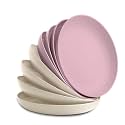Nook Theory 8-Pack Reusable Wheat Straw Plates Set - Non Toxic and Non Plastic Dinner Plates for Kids and Adults, Lightweight Unbreakable Plate, Microwave Safe and Dishwasher Safe (Petal 9")