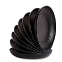 Nook Theory 8-Pack Reusable Wheat Straw Plates Set - Non Toxic and Non Plastic Dinner Plates for Kids and Adults, Lightweight Unbreakable Plate, Microwave Safe and Dishwasher Safe (Noir 9")