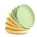 Nook Theory 8-Pack Reusable Wheat Straw Plates Set - Non Toxic and Non Plastic Dinner Plates for Kids and Adults, Lightweight Unbreakable Plate, Microwave Safe and Dishwasher Safe (Melon 10")