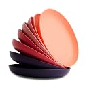 Nook Theory 8-Pack Reusable Wheat Straw Plates Set - Non Toxic and Non Plastic Dinner Plates for Kids and Adults, Lightweight Unbreakable Plate, Microwave Safe and Dishwasher Safe (Coral 9")