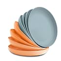 Nook Theory 8-Pack Reusable Wheat Straw Plates Set - Non Toxic and Non Plastic Dinner Plates for Kids and Adults, Lightweight Unbreakable Plate, Microwave Safe and Dishwasher Safe (Horizon 10")