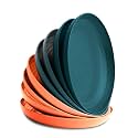Nook Theory 8-Pack Reusable Wheat Straw Plates Set - Non Toxic and Non Plastic Dinner Plates for Kids and Adults, Lightweight Unbreakable Plate, Microwave Safe and Dishwasher Safe (Sunset 9")