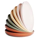Nook Theory 8-Pack Reusable Wheat Straw Plates Set - Non Toxic and Non Plastic Dinner Plates for Kids and Adults, Lightweight Unbreakable Plate, Microwave Safe and Dishwasher Safe (Boho 9")