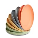 Nook Theory 8-Pack Reusable Wheat Straw Plates Set - Non Toxic and Non Plastic Dinner Plates for Kids and Adults, Lightweight Unbreakable Plate, Microwave Safe and Dishwasher Safe (Meadow 9")