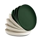 Nook Theory 8-Pack Reusable Wheat Straw Plates Set - Non Toxic and Non Plastic Dinner Plates for Kids and Adults, Lightweight Unbreakable Plate, Microwave Safe and Dishwasher Safe (Moss 9")
