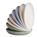 Nook Theory 8-Pack Reusable Wheat Straw Plates Set - Non Toxic and Non Plastic Dinner Plates for Kids and Adults, Lightweight Unbreakable Plate, Microwave Safe and Dishwasher Safe (Softhues 9")