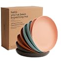 Nook Theory Reusable Wheat Straw Plates 8 Pcs - Non Toxic Kids and Toddler Plate, Microwavable, Dishwasher Safe and Unbreakable Dinnerware (Oasis 9")