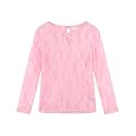 Noomelfish Girls Lace Long Sleeve Layering Tops Sheer Mesh Tee Shirts Blouse (5-12 Years)