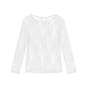 Noomelfish Girls Lace Long Sleeve Layering Tops Sheer Mesh Tee Shirts Blouse (5-12 Years)