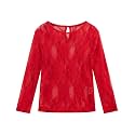 Noomelfish Girls Lace Long Sleeve Layering Tops Sheer Mesh Tee Shirts Blouse (5-12 Years)