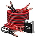 NOONE 4 Gauge 20 Feet Heavy Duty Jumper Cables for 12V/24V Car Battery