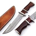 Nooraki 13" - Handmade Damascus Steel Fixed Blade Hunting Knife with Leather Sheath, Multipurpose Knife with Rosewood Handle for Everyday Carry, Outdoor Camping & Hunting Gift (RoseWood-2)