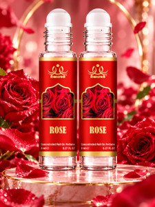 noorson rose attar perfume for unisex - pure natural long lasting 8 ml each pack of 2- herbal attar rose