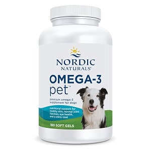 nordic naturals omega 3 pet supplement  330 mg omega 3 dog skin and coat supplement  fish oil for dogs with epa amp dha  promotes heart skin coat joint amp immune health - unflavored 180 soft gels