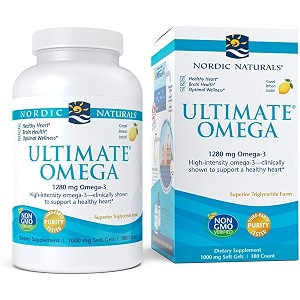 nordic naturals ultimate omega 3 fish oil softgels  1280 mg epa amp dha supplement for men amp women  high-potency supplement  lemon flavour 180 softgels