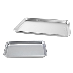 nordic ware naturals half sheet and quarter sheet baking set - usa made aluminum commercial quality sheet pans for baking or roasting encapsulated galvanized steel rim prevents warping