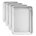 Nordic Ware Natural Aluminum Commercial Rectangular Cake Pan, Exterior dimensions 12.9 x 9.5 x 2.5 inches and interior dimensions 12.1 x 8.8 x 2.5 inches (Pack of 4)