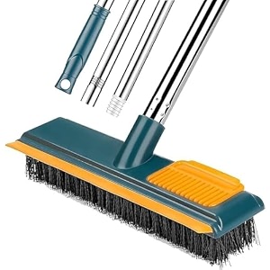 noridy floor cleaner mop brush swiper with strong bristle  2 in 1 scrape floor scrubbing brush with long handle  tile cleaner broom brush for kitchen