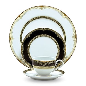 noritake japan - porcelain serving bowl 1 pc - luxury dining and kitchen set - hearth collection golden chintz golden spare serving bowl