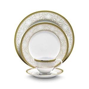 noritake japan - porcelain serving bowl 1 pc - luxury dining and kitchen set - hearth collection golden chintz golden spare serving bowl