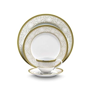 noritake japan - porcelain serving bowl 1 pc - luxury dining and kitchen set - hearth collection golden chintz golden spare serving bowl