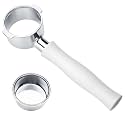 Normcore 51mm Naked Bottomless Portafilter 2 Ears Fits Delonghi ECP3420/EC155/BCO430/EC260 with Non-Stick Coating White Anodized Aluminum Handle - Portafilter Basket Included