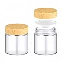 Norme 2 Pcs Glass Jars with Lids, Empty Glass Containers with Lids & Inner Liners, Reusable for Storing Creams Lotions Cosmetic Powder Ointments Making (4 oz,Elegant Natural Wood Grain)