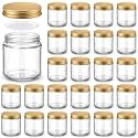 Norme 24 Pcs 4 oz Glass Jars with Gold Lid and Inner Liners, Clear