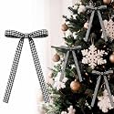 Norme 24 Pcs Black Gingham Bow Christmas Black and White Plaid Bow Ribbon