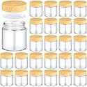 Norme 24 Pcs Glass Cosmetic Jars Empty,4 oz,Natural Wood