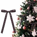 Norme 24 Pcs Navy Blue Bow Christmas Ornaments Tartan Plaid Ribbon for Tree