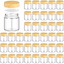 Norme 36 Pcs 4 oz Glass Jars with Lids Empty Small Glass Containers and Inner Liners Reusable Cosmetic Jars Round Airtight Bottles with Plastic Woodgrain Lids for Travel