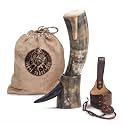 Norse Tradesman Original Viking Drinking Horn with Stand, Dark, 12 in