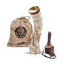 Norse Tradesman Viking Drinking Horn, Holster & Stand, Light Color, 12"