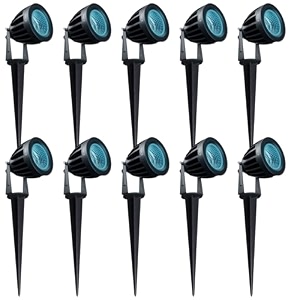 nortek hydra 5w amber led garden lights  adjustable spike lights for garden decor  rustproof aluminum die-cast body  ip65 rated led garden lights for pathways terraces and walls pack of 1